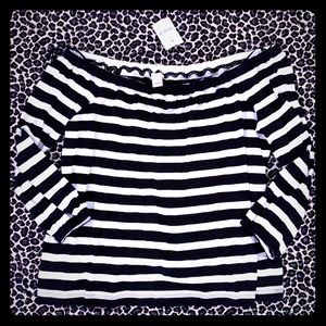 NWT J. Crew off shoulder striped cotton top